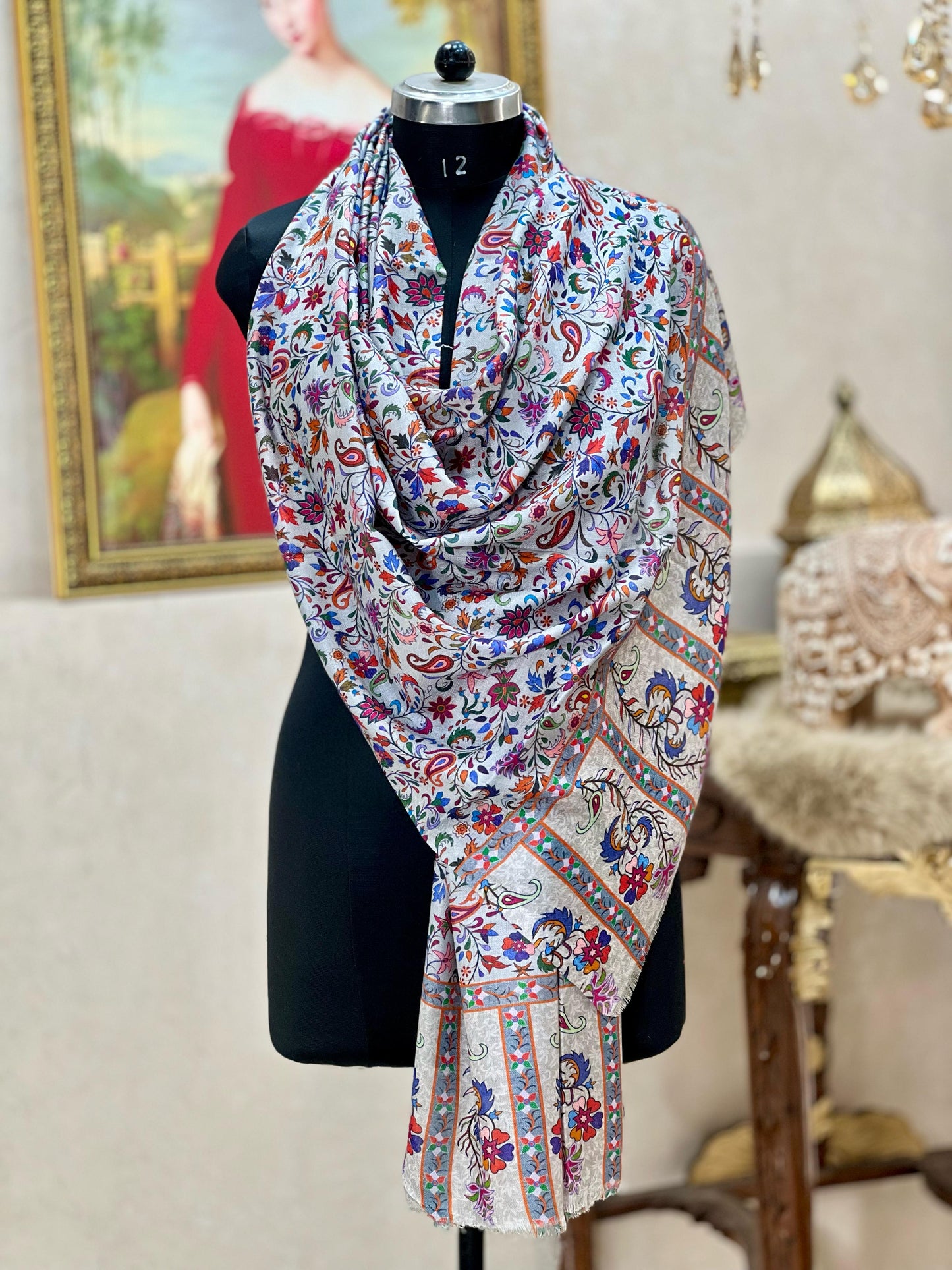 Nooré Gul – Kashmiri Multi-Color Embroidered Woolen Stole